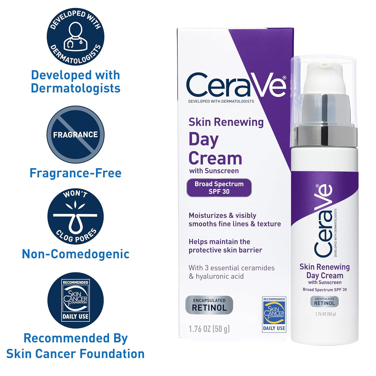 CeraVe Skin Renewing Day Cream with Sunscreen SPF 30