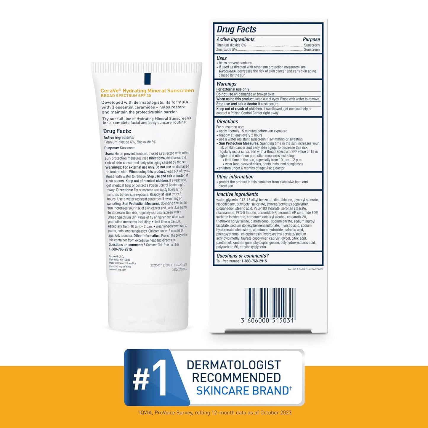 CeraVe Hydrating Mineral Sunscreen SPF 30 Face Lotion